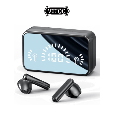 Vitog S20 Mirror Bluetooth 5.2 Wireless Headphones with 3D Touch LED Stereo Audio Sports Waterproof