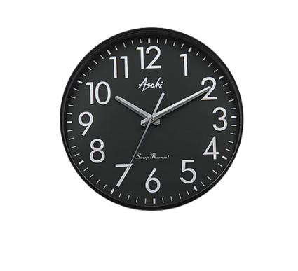 Asahi HC 2312 B Silent Sweep Round Wall Clock 12 inches