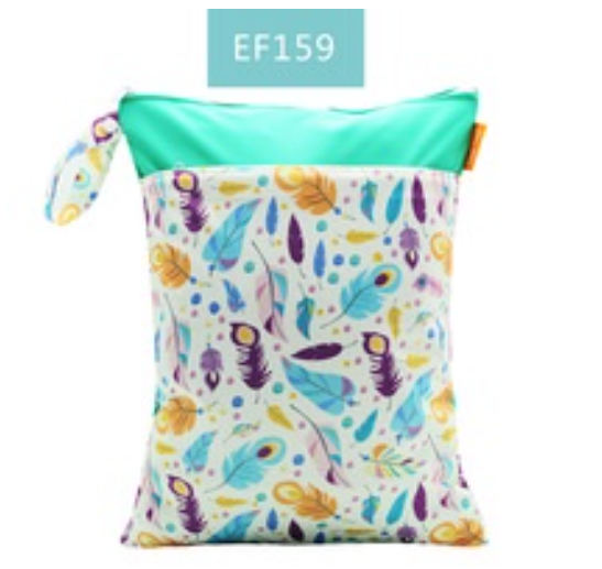 Happy Flute 1PC Reusable Waterproof Fashion Prints Wet And Dry Diaper Bag Double Pocket Cloth Handle Wetbags 30x40CM S2