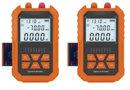 2X 4 in 1 Optical Power Meter Visual Fault Locator 5Km Light Pen LED Lighting OPM Network Fiber Optic Cable Tester Tools