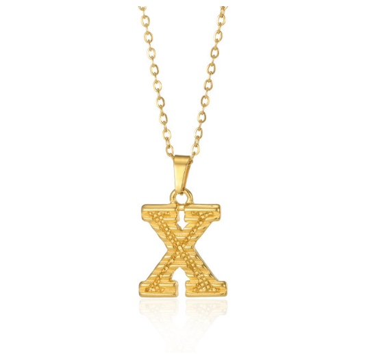 Stainless Steel Capital Initial Letter Necklaces For Women A-Z Alphabet Pendant Necklace X