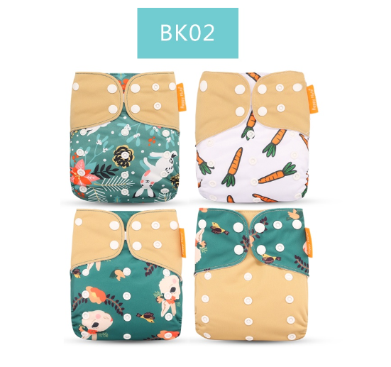 Happyflute 2023 Baby Reborn 4pcs set Washable Eco-friendly Baby Cloth Diaper Ecological Adjustable Nappy Reusable Diaper SET26