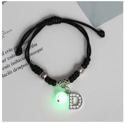 Luminous Couple Bracelet 26 English Letters Crystal Friendship Bracelet Women Men Jewelry Glow in the Dark