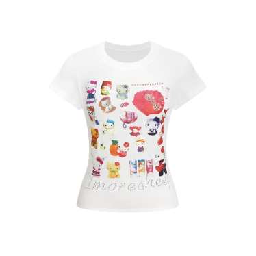 Lovito Women Cartoon T-Shirt LNE20063 (White)