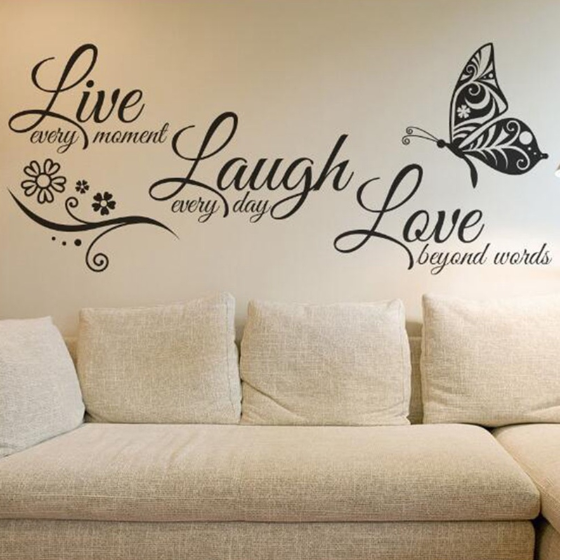 Live Laugh Love Butterfly Flower Wall Art Sticker Wall Decals Quotes christmas Wall Decor Newyear