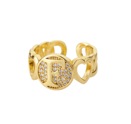 Initial Letter Open Rings For Women Aesthetic Love Heart Wedding Rings Stainless Steel Jewelry Gifts F