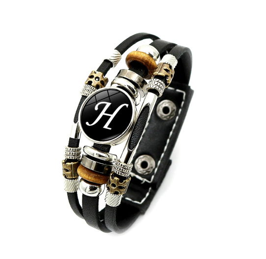 Fashion 26 Letter Leather Bracelets Multilayer A-Z Name Initials Bracelet For Men Women Wrist Accessories Jewelry Birthday Gifts H