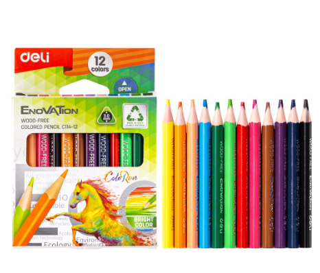 Deli EC09900 Color Pencil 12 PCS Student Drawing Art Painting Colored Set
