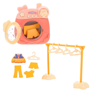 Mini Drum Washing Machine Toy Set Press Spin Girl Play House Toys Gifts Battery Operated
