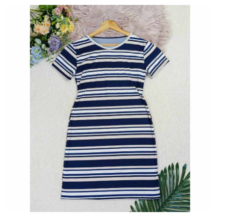 Maternity Taytay Supplier Maternity Dress Casual Tshirt Dress (Stripes) MD14