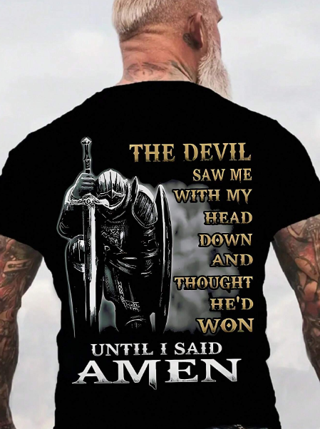 Plus Size Men's Graphic & Slogan Print Short Sleeve T-Shirt