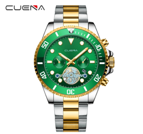 CUENA Men's Watch Top Brand Fashion Business Military Analog Quartz Stainless Steel Waterproof 6012 1