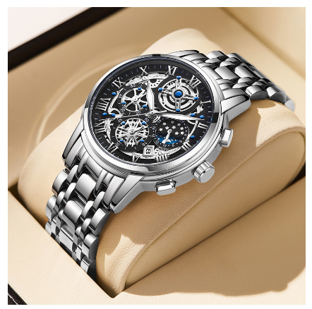 LIGE Original Watch Fashion Business Watches Men Waterproof Sports Chronograph Quartz Wrist Watches Top Brand Luxury Automatic Watch SILVER GOLD BLACK