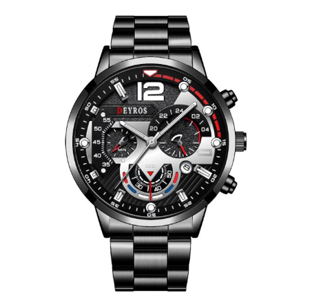 DEYROS Men's Waterproof Quartz Business Wacthes Black Stainless Steel Analog Original Wristwatch Men Watch Relo Ng Kalalakihan 10