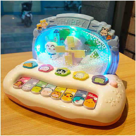 Children Baby Rotating Music Piano with Light Sound Educational Toys Kids Gift Animals Sounding Keyboard Baby Play Type