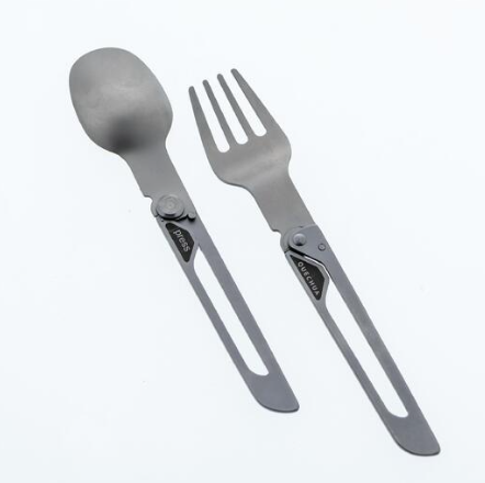 Decathlon Quechua Folding Stainless Steel Hiking and Camping Cutlery (Fork, Spoon) MH500