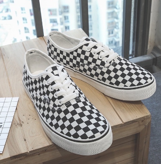 VAN S women and men checkerboard black and white
