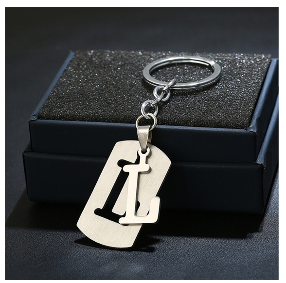 Stainless Steel 26 Letters Keychain Women Men Backpack Purse Charms Metal A To Z Alphabet Pendant With Key Holder For Couple L