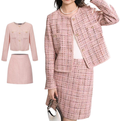 Lovito Women Casual Gingham Button Contrast Binding Textured Fabric Two Pieces L70AD042 (Sets)