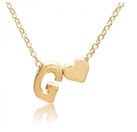 Necklace 26 Letter Pendant Necklace Women Peach Heart Shaped Clavicle Chain Necklace Accessories G