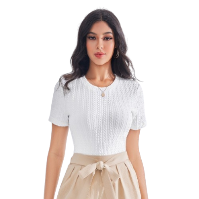 Lovito Women Basic T-Shirt LBE03047 (Apricot)