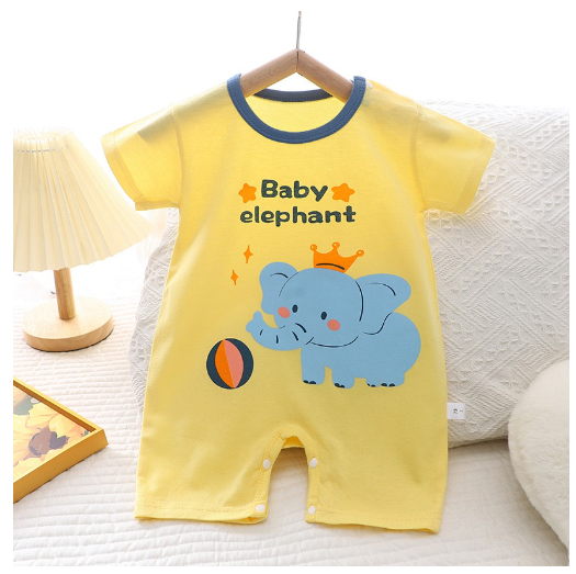 Baby Cotton Jumpsuit Newborn Short-Sleeved Jumpsuit Baby Cartoon Breathable Jumpsuit J7