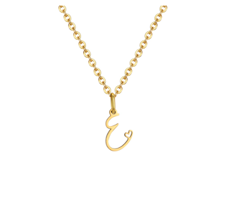 Vnox Initial with Hollow Heart Pendant Necklace,18K Gold Dainty Letter Choker Necklace Gift for Women Necklace Jewelry E