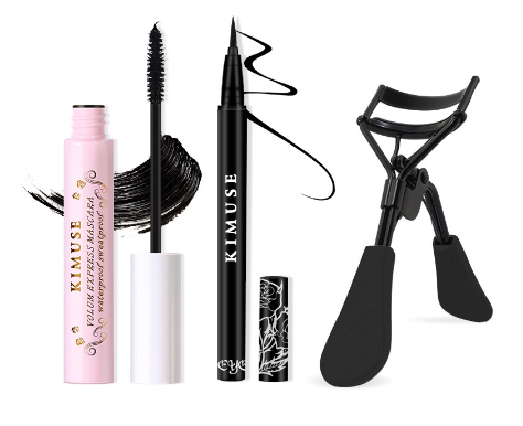Kimuse Mascara + Eyeliner + Eyelash Curler Eye Makeup Set (3 Pcs)