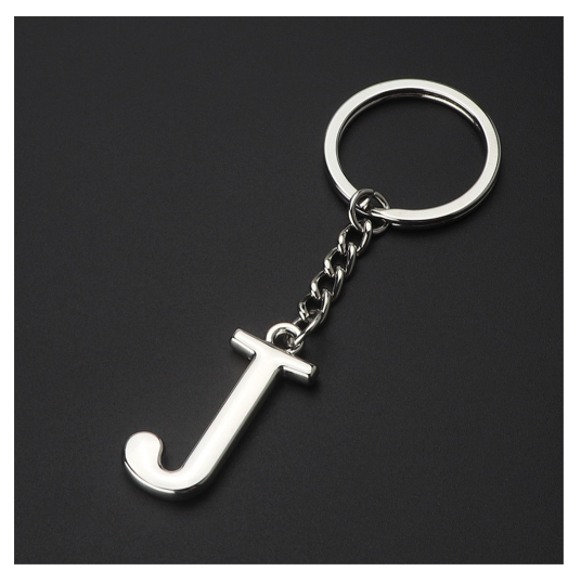 New A-Z 26 Letter Key Chains Stainless Steel Keychain Charm Fashion Accessories Key Ornaments J