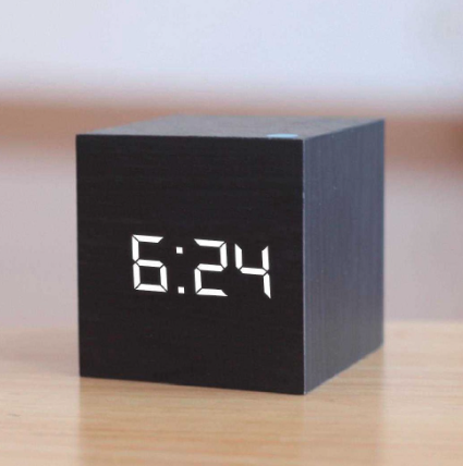 Digital Qualified Wood LED Alarm Clock Wood Clock Table Decoration Control Voice Snooze Function