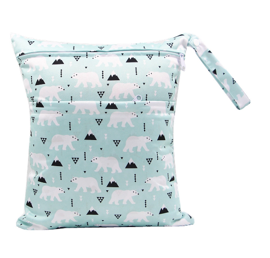 Diaper Wet Dry Bags Duble Zipper Printed Portable Waterproof Dag Storage Bag Swimwear Bag  30x36cm