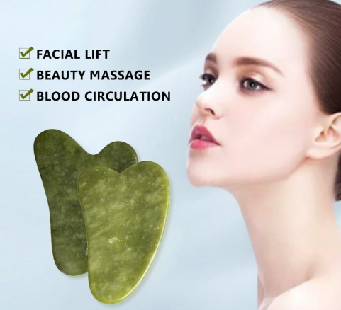 Jade GuaSha Board Facial Face Neck Body GuaSha Board Massager 1pcs