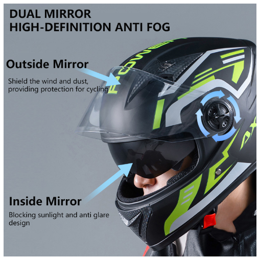 AXK 557 Double Moir Motorcycle Full Face Helmet With ICC