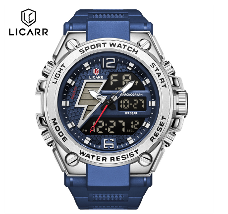 LICARR Brand Original Men's Watches Fashion Analog Digital Casual Waterproof Date Sports Men's Watch Stopwatch 9513 001