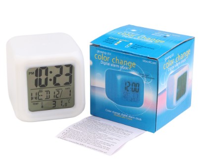 LED Color Change Digital Alarm Clock Home Illuminated LCD Night Vision Temperature Display