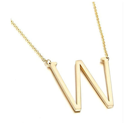 Stainless Chain with Letter Pendant Necklace W