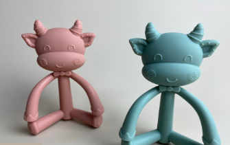 Cow Teether Teething Toy, Premium 100% Food Grade Silicone, BPA Free Baby, Infant, Toddlers