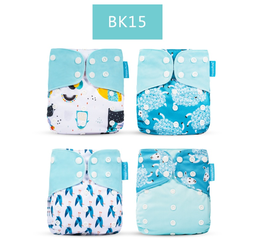 Happyflute 2023 Baby Reborn 4pcs set Washable Eco-friendly Baby Cloth Diaper Ecological Adjustable Nappy Reusable Diaper SET33