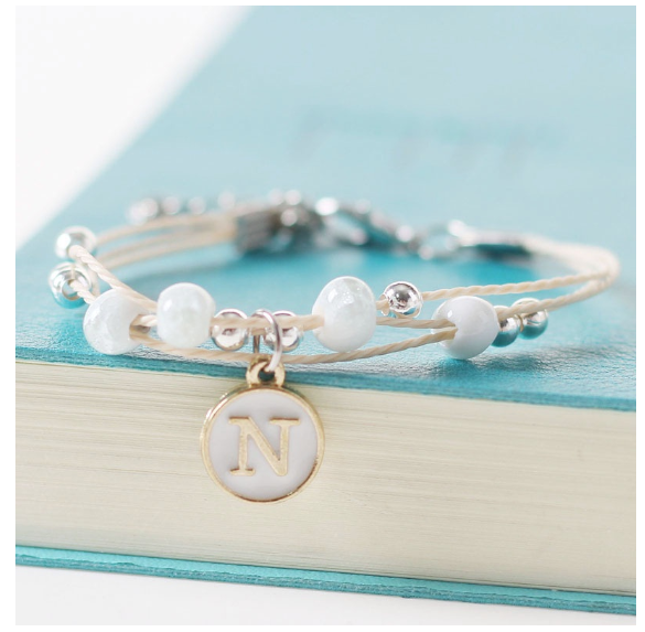 Ceramic beads 26 initials elastic beaded bracelet fashion men and women leisure bracelet lovers bracelet N