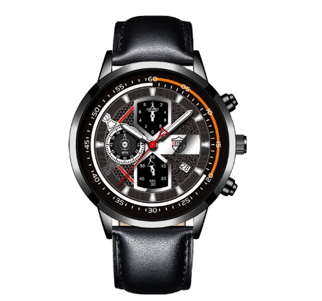 Luxury Gold Mens Quartz Business Wacthes Mens Stainless Steel Original Water Proof Analog Wristwatch Men Watch Relo Ng Kalalakihan LEATHER BLACK SILVER