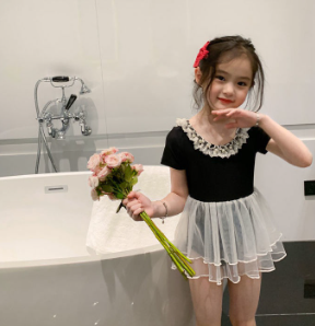 Girls New Style One-Piece Swimsuit Pearl Lace Halter Summer Baby Cute Western