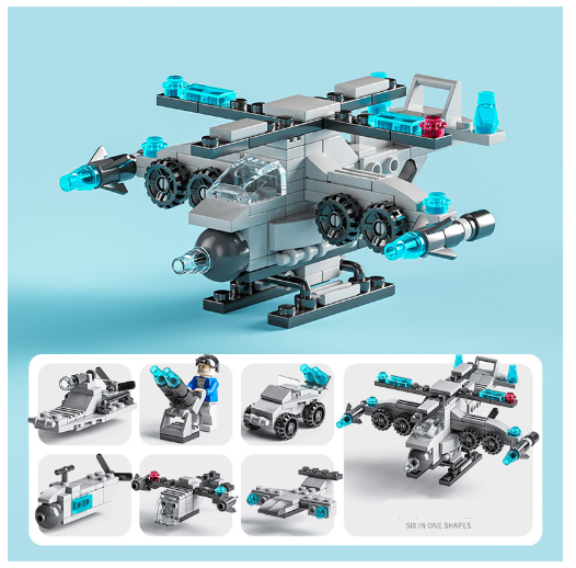 City Series 6 IN 1 SWAT Engineering Vehicle Educational Toy Model Block Toys Boy Children's Day Gift B31