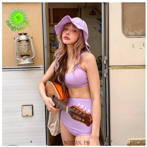 Three-piece Purple Yellow Bikini Catapult Triangle Beach Hat Swimming Wear Women Swimsuit