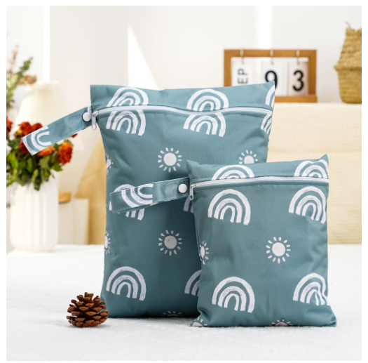 2pcs Reusable Wet Bags with Two Zippered Pockets and Handle 8