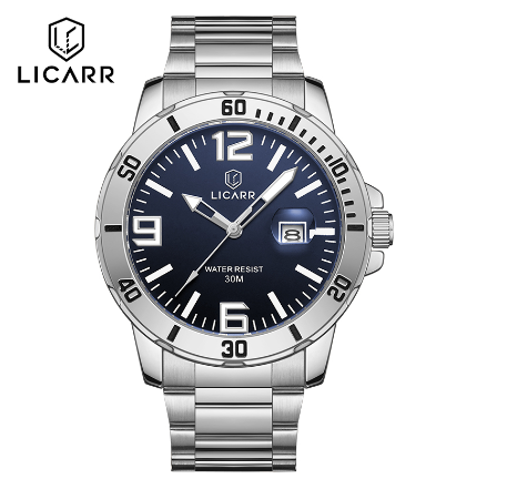 LICARR Top Brand Mens Watches Fashion Quartz Sport Waterproof Date Stainless Steel Clock Male Casual Business Wrist Watch M6