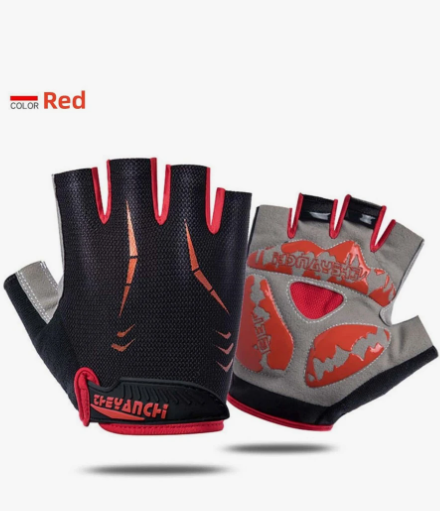 1pair Men's Half Finger Professional Sports Gloves For Outdoor Exercise, Fitness, Climbing, Golf, Cycling, Etc. Red