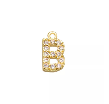 Vnox 9x11.5mm Brass Cubic Zirconia Crystal 26 Letter Charms Pendants for Women Necklace Earring Jewelry Accessories B