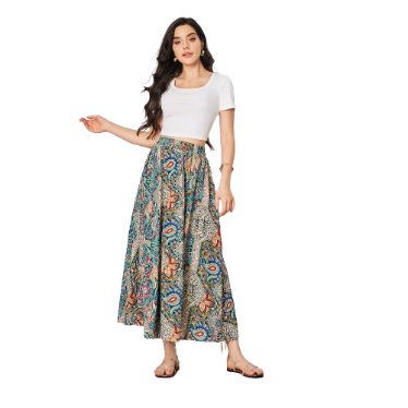 Lovito Women Casual Tropical Draped Skirt LBL08213