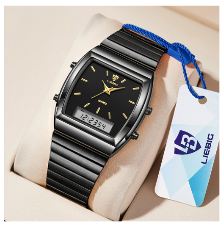 LIEBIG L1039 Watch for Men Business Men Luminous Dual Display Digital Watches Waterproof BLACK