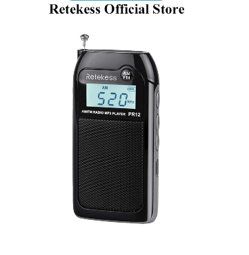 RETEKESS PR12 Mini AM FM Radio with Speaker Personal DSP Radio Support TF Card and Rechargeable Battery